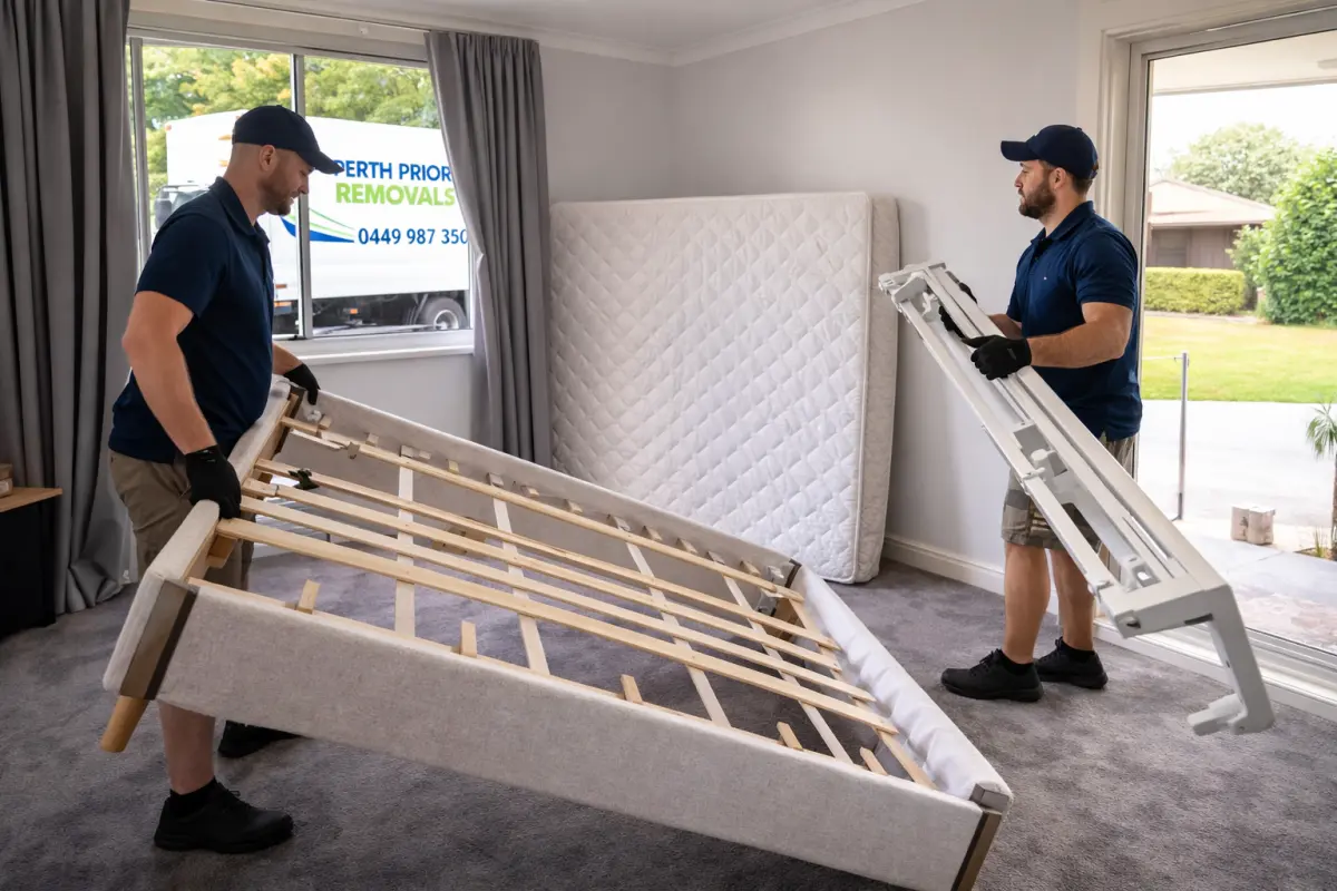 Removing mattress and bed base from a Perth home